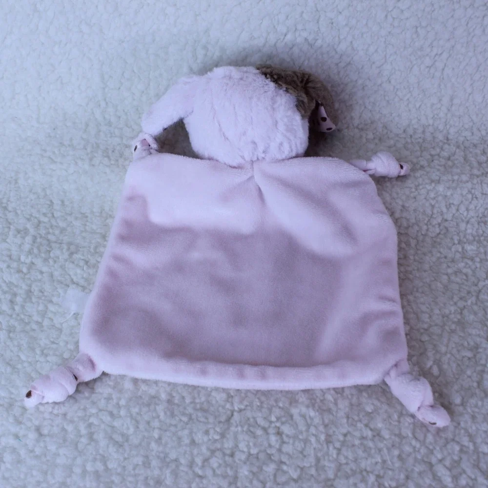 LOVEY PUPPY Dog Bearington Pink Plush‎ SECURITY BLANKET 6.5
